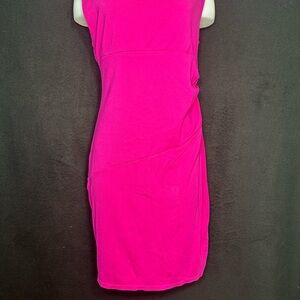 Women's 10 Pink Sleeveless Bodycon Strong Shoulder Runched Waist - Express